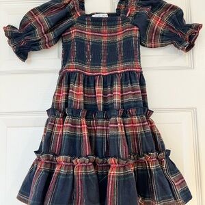 Ivy City Co. Plaid Mini Sienna Dress Navy Plaid